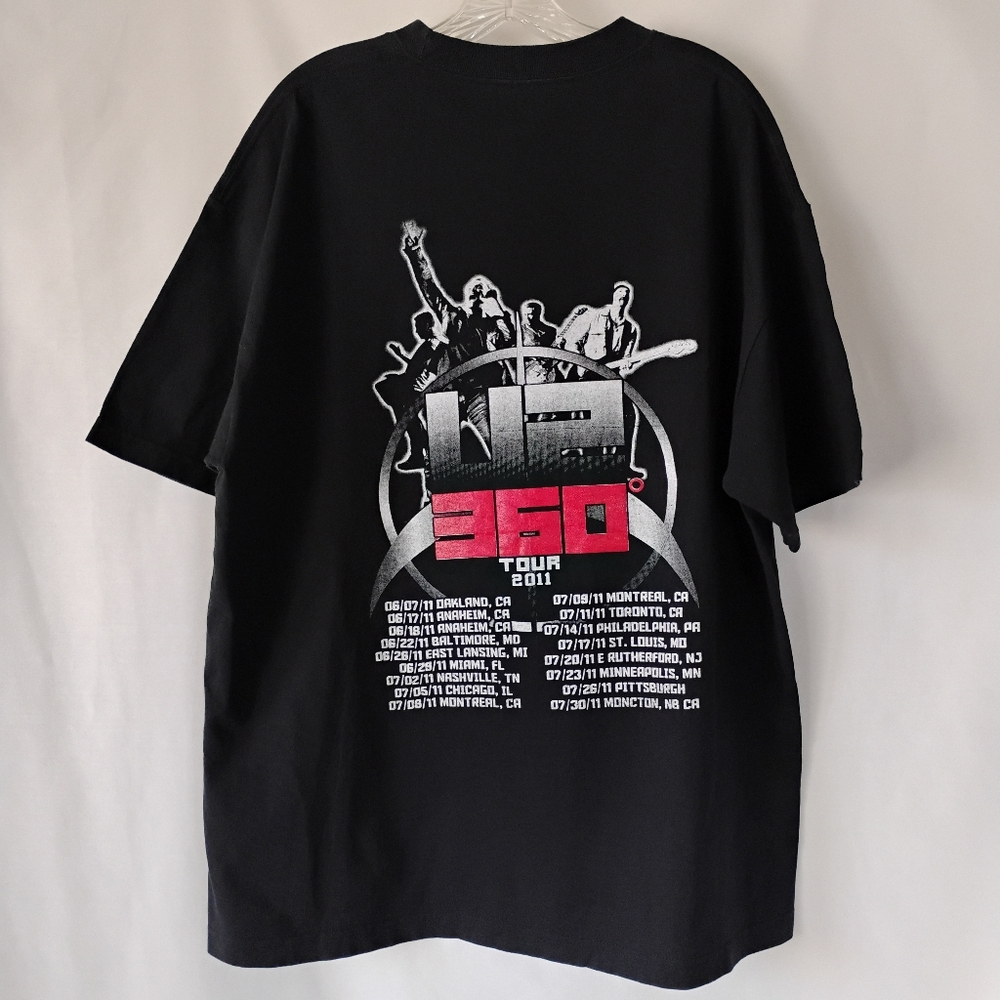 Men's U2 360° Tour 2011 Alternative Indie Rock Band Tee Black Graphic T-shirt